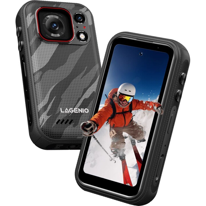 Smartphone Lagenio Eagle1 Pro Mini 5G, 12 GB 256 GB, câmera de ação 4K, preta