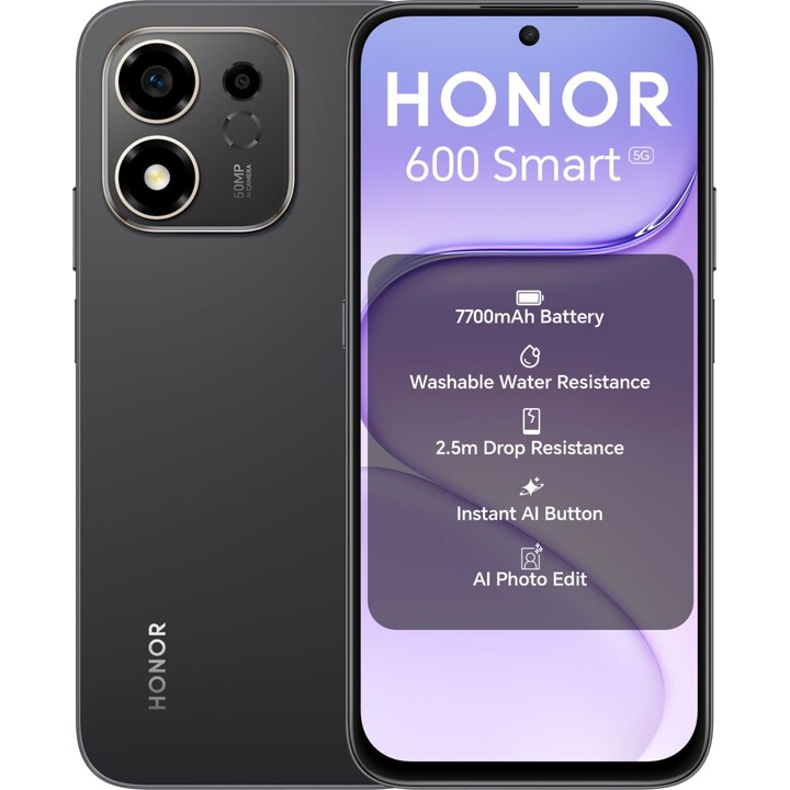Honor 600 Smart 5G, 4GB 128GB, 6.87 HD+, 7700mAh, Black