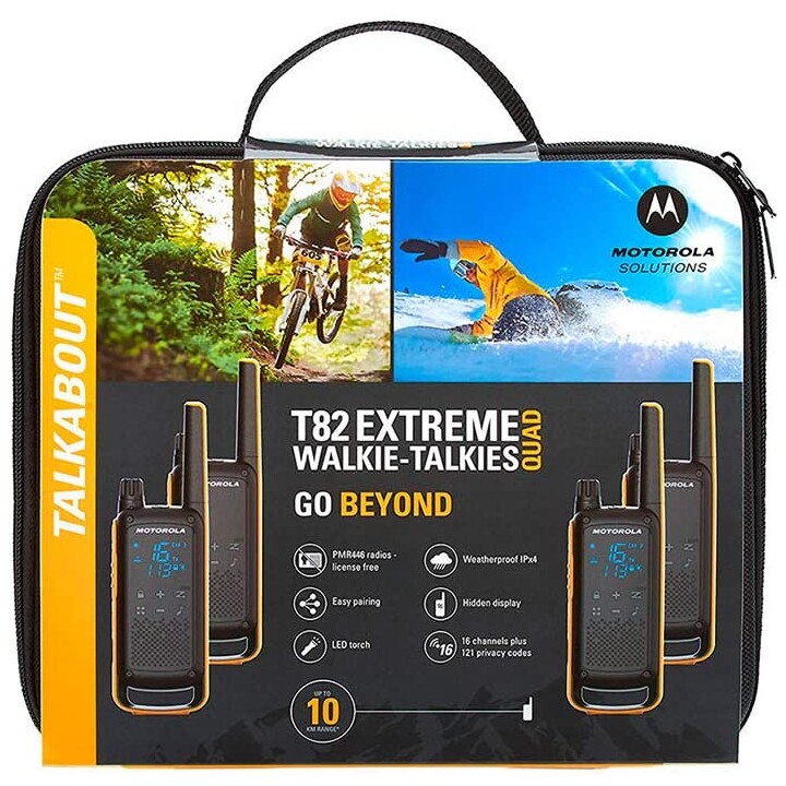 Rádio bidirecional Motorola Talkabout T82 Extreme Quad Pack 16 canais preto, laranja