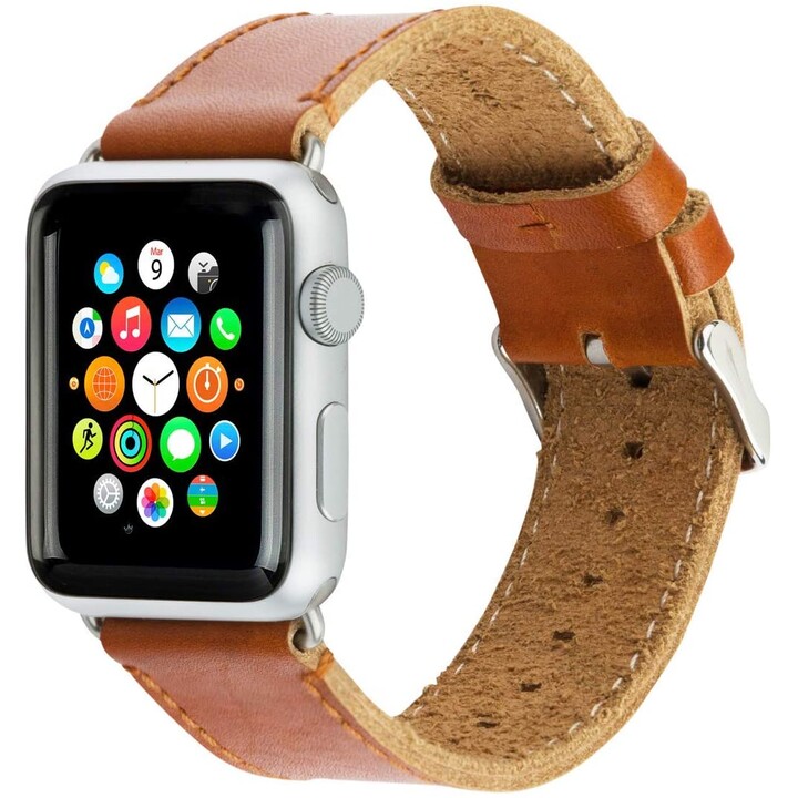 Copenhagen - Bracelet de Montre 42/44 mm - Brun Selle Foncé/Argent