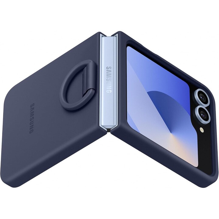 Samsung Galaxy Funda Oficial de Silicona con Anilla para Galaxy Z Flip6, Azul marino