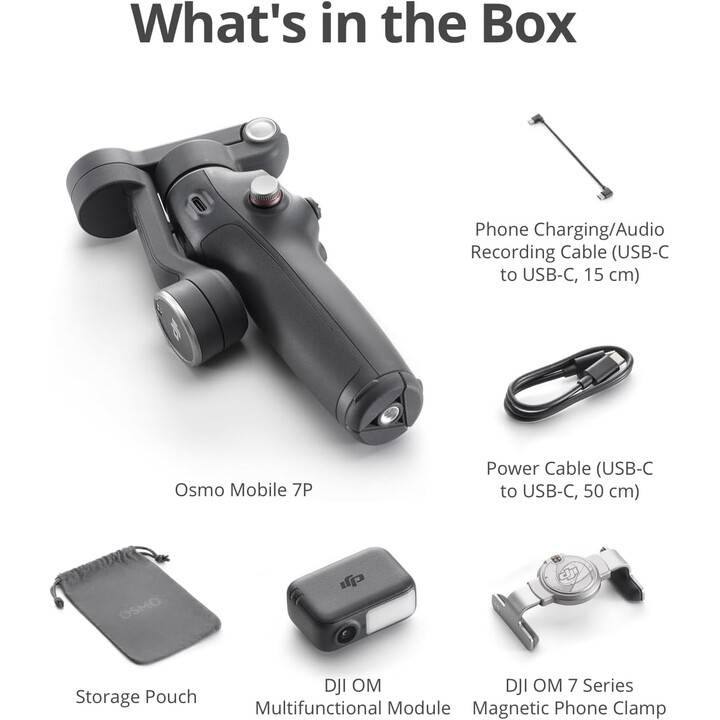 DJI OSMO Mobile 7p Estabilizador de cardán para iPhone, Android, seguimiento nativo, 3 ejes, 10 horas
