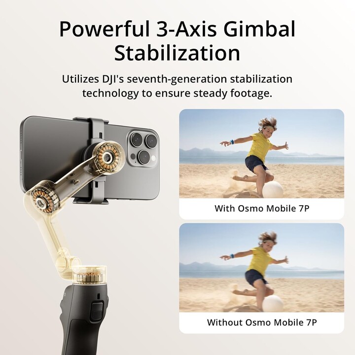 DJI Osmo Mobile 7P Gimbal Stabilisator für iPhone, Android, native Tracking, 3-Achse, 10 Stunden