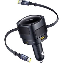 Baseus Enjoyment Max 90W Car Charger with USB-C+Lightning Cables and USB-A+USB-C Ports