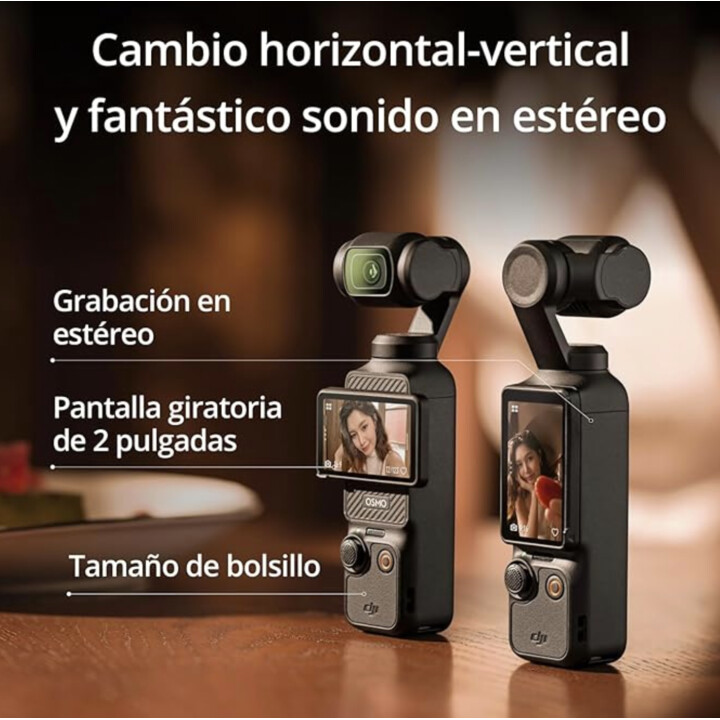 DJI Osmo Pocket 3, cámara con sensor CMOS de 1" y vídeo 4K/120fps, estabilización en 3 ejes, enfoque rápido, seguimiento de cara