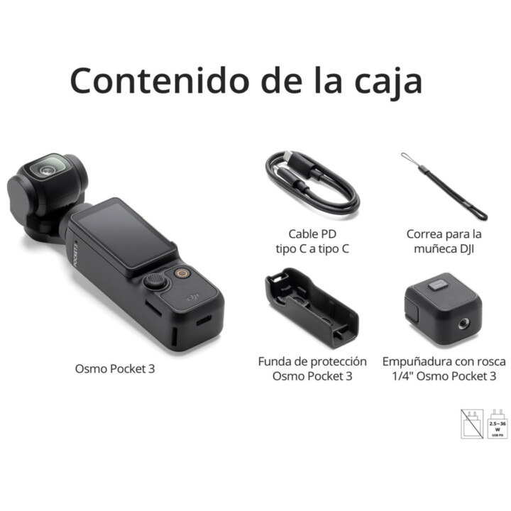 DJI Osmo Pocket 3, cámara con sensor CMOS de 1" y vídeo 4K/120fps, estabilización en 3 ejes, enfoque rápido, seguimiento de cara