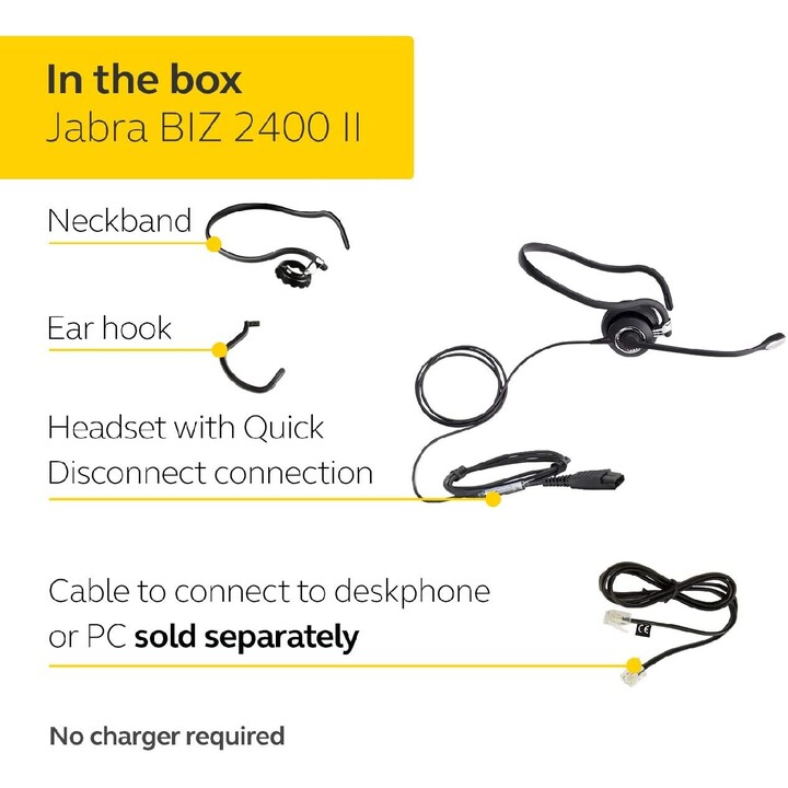 Jabra Biz 2400 II QD Mono UNC 3 en 1 Negro