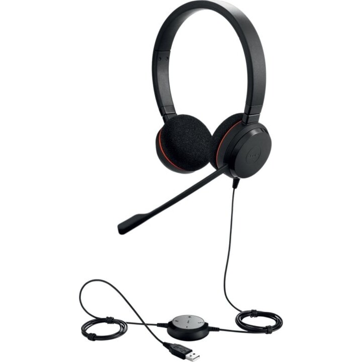 Jabra Evolve 20 Over-Ear Headphones Black Volume Control