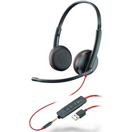 Auriculares Plantronics Blackwire C3225/ con Micrófono/ Jack 3.5/ USB/ Negros