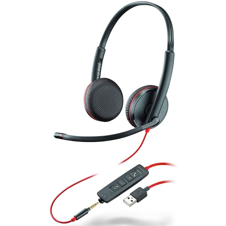 Fones de ouvido Plantronics Blackwire C3225 / com microfone / Jack 3.5 / USB / preto