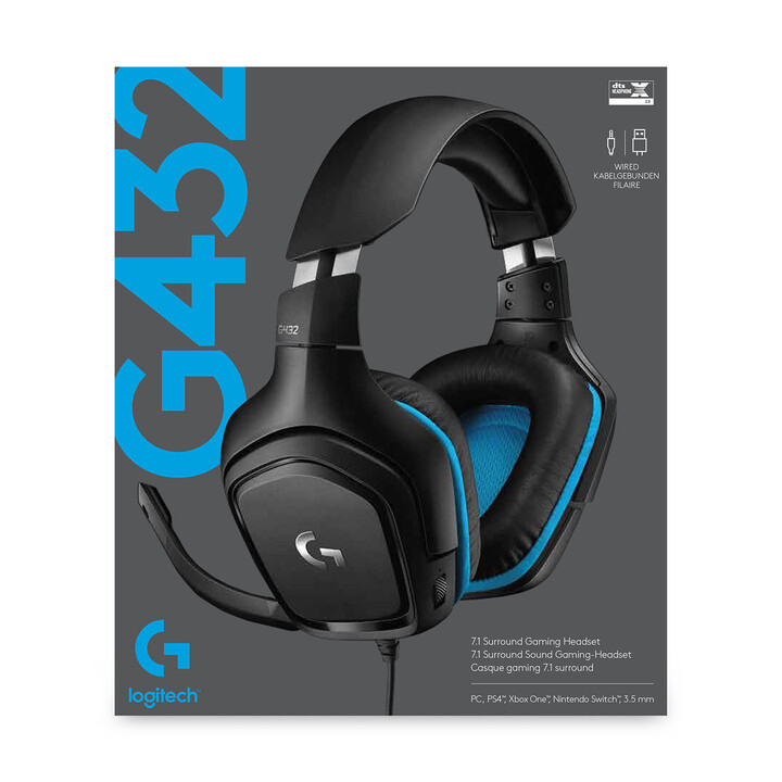 Logitech G G432 Auscultadores Arco Conector de 3,5 mm Preto, Azul
