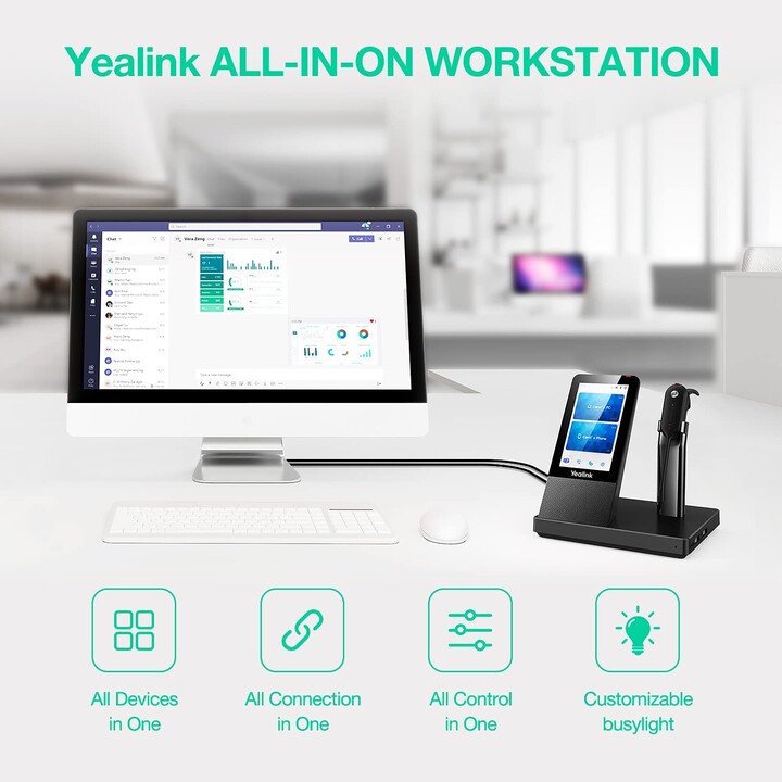 Yealink WH67 Mono Teams Casque Convertible Dect Noir