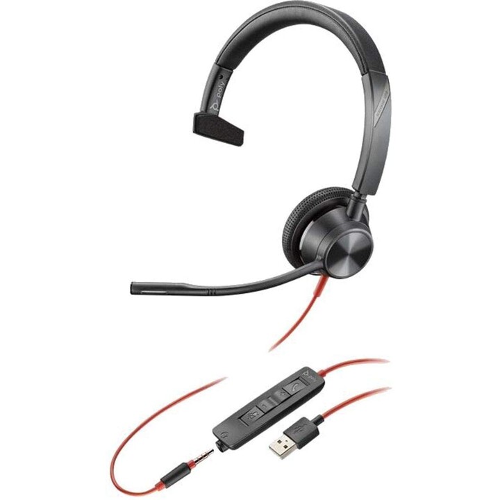 Poly Blackwire 3300 Series 3315 Mono Headset On-Ear (USB-A, conector de 3,5 mm, cableado)