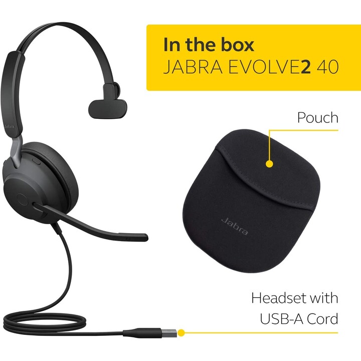 Jabra Evolve2 40 UC Mono Headset On-Ear, convertible, wired, USB