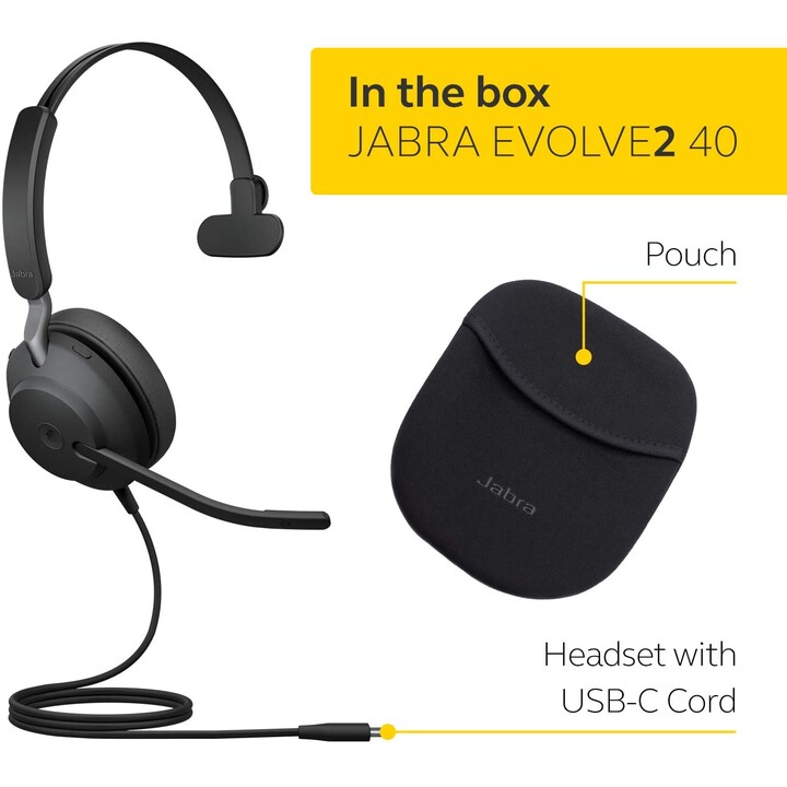 Jabra Evolve2 40 MS auriculares mono supraaurales con cable y aislamiento de ruido 24089-899-899