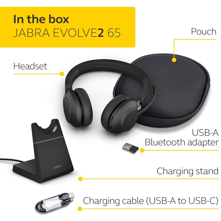 Auriculares estéreo supraaurales inalámbricos Jabra Evolve2 65 UC, Bluetooth, USB