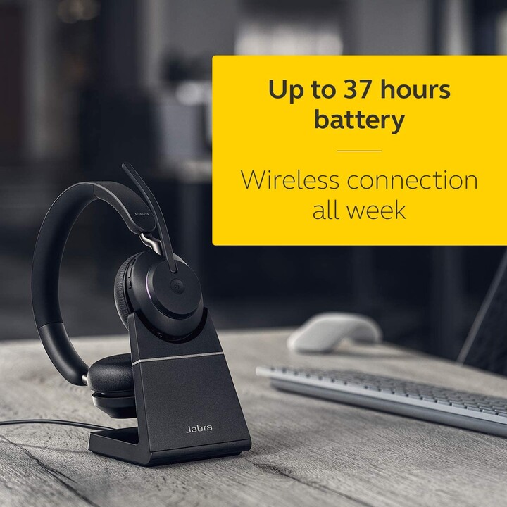 Auriculares estéreo abiertos Jabra Evolve2 65 MS, inalámbricos, Bluetooth, USB