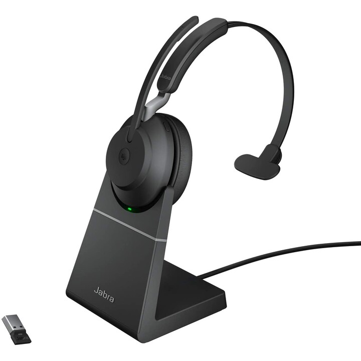 Auricolare Bluetooth wireless Jabra Evolve2 65 MS Mono (convertibile) con stazione di ricarica