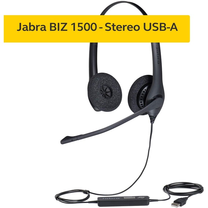 Jabra BIZ 1500 Stereo On-Ear Headset (wired, USB)