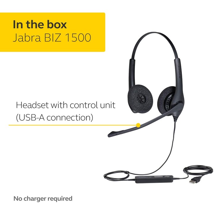 Jabra BIZ 1500 Stereo On-Ear Headset (wired, USB)
