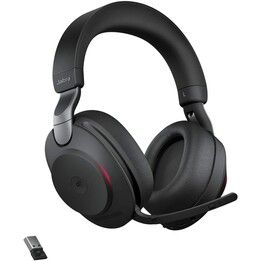 Jabra Evolve2 85 UC auriculares estéreo circumaurales inalámbricos, Bluetooth, negro con estación de carga 28599-999-989