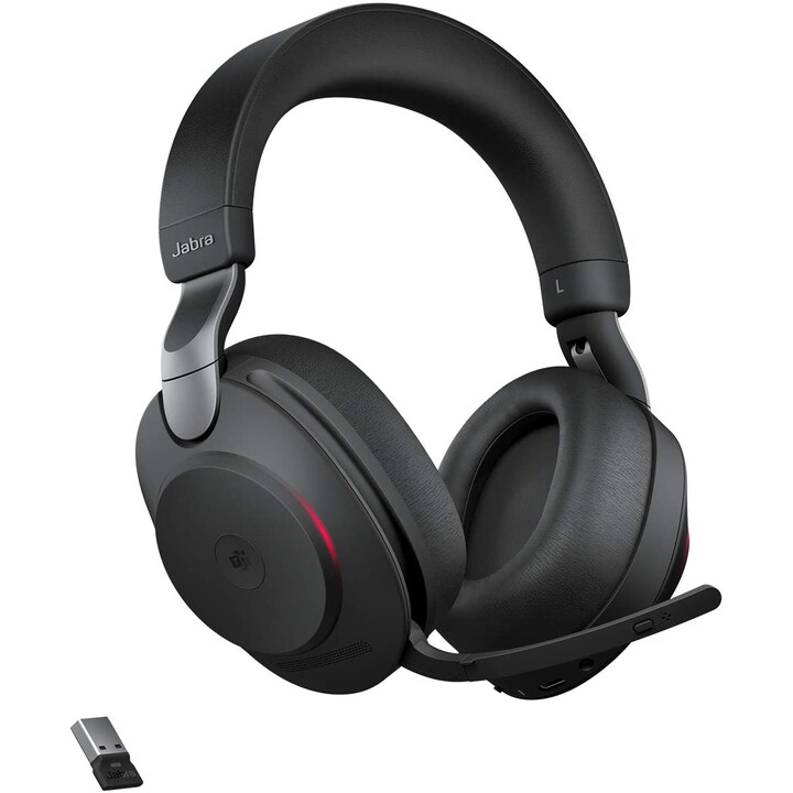 Jabra Evolve2 85 UC auriculares estéreo circumaurales inalámbricos, Bluetooth, negro con estación de carga 28599-999-989