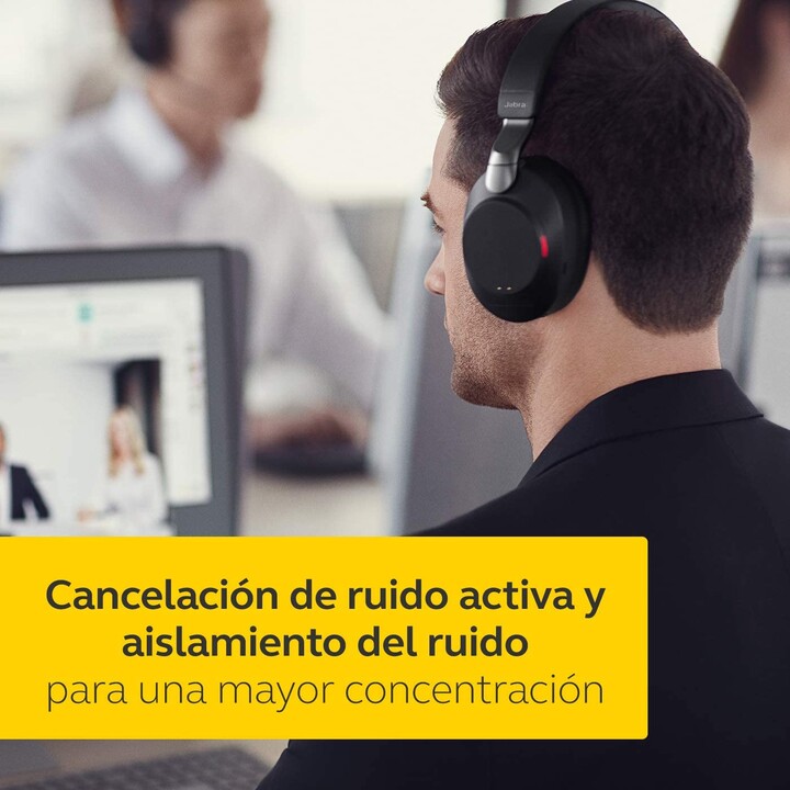 Jabra Evolve2 85 UC auriculares estéreo circumaurales inalámbricos, Bluetooth, negro con estación de carga 28599-999-989