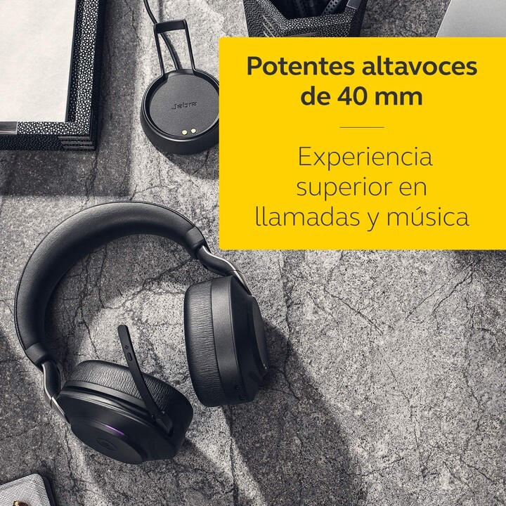 Jabra Evolve2 85 UC auriculares estéreo circumaurales inalámbricos, Bluetooth, negro con estación de carga 28599-999-989