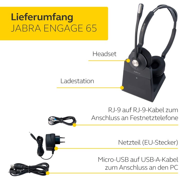 Jabra Engage 65 stereo wireless DECT headset with charger 9559-553-111