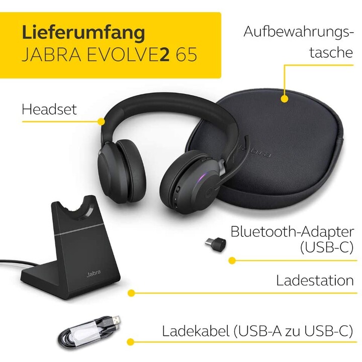Auriculares supraaurales estéreo Bluetooth Jabra Evolve2 65 UC con estación de carga negro 26599-989-988