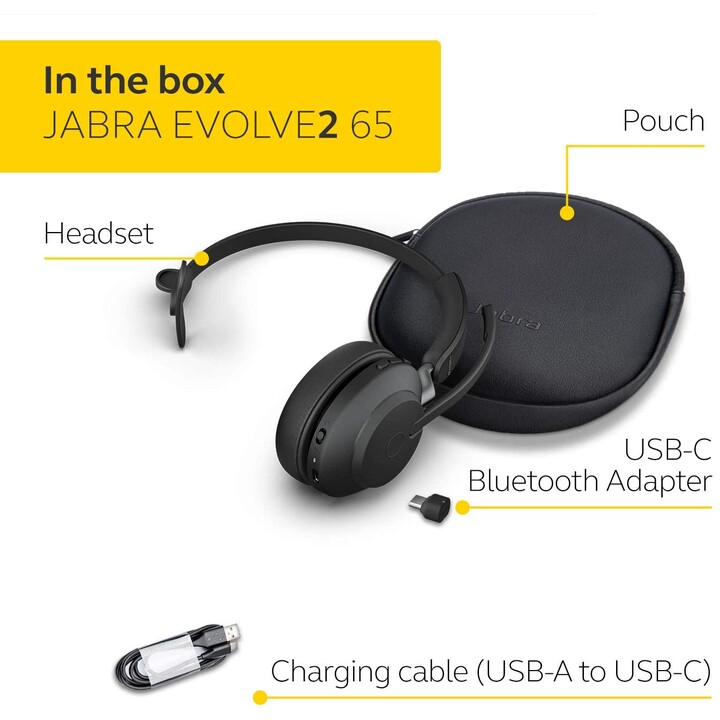 Fone de ouvido bluetooth sem fio Jabra Evolve2 65 MS Mono 26599-899-899