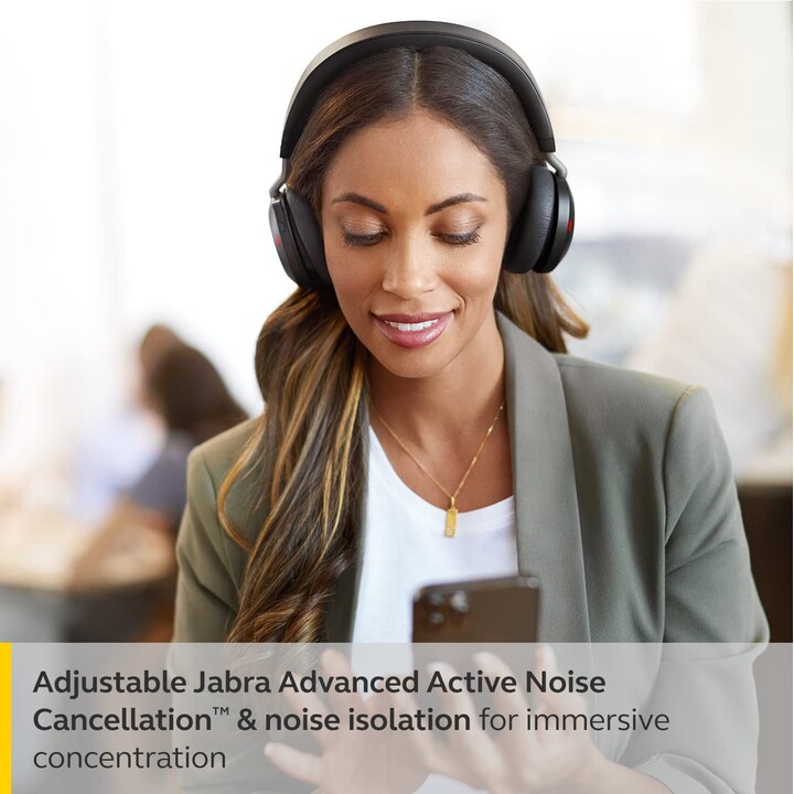Jabra Evolve2 75 UC Stereo Headset On-Ear (Bluetooth, sem fio, ANC, USB)