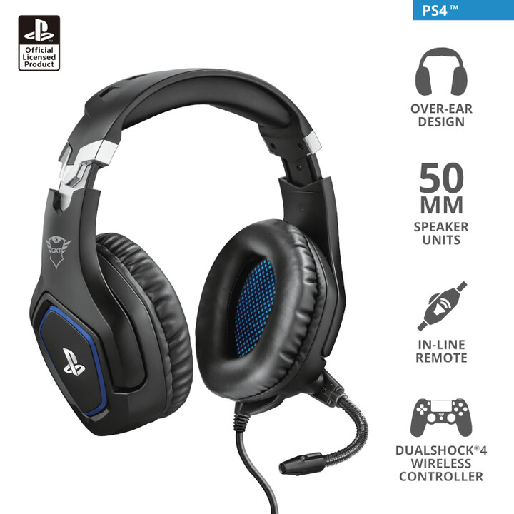 Trust GXT 488 Forze PS4 Headphones Headband 3.5mm Jack Black