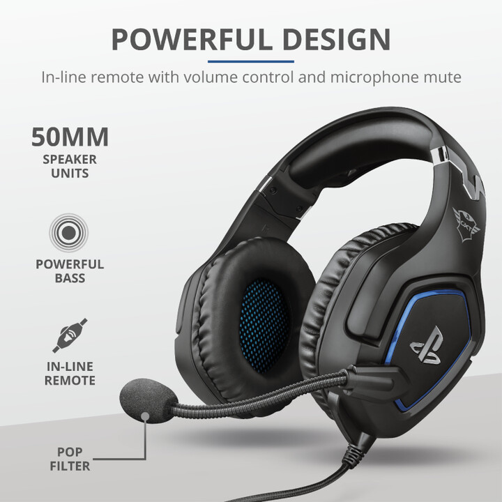 Trust GXT 488 Forze PS4 Headphones Headband 3.5mm Jack Black