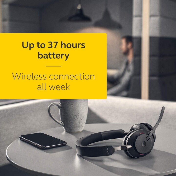 Jabra Evolve2 65 MS casque stéréo supra-auriculaire sans fil, USB, isolation phonique