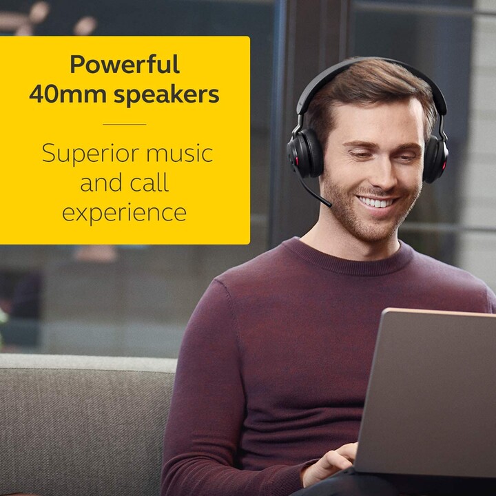 Jabra Evolve2 65 MS casque stéréo supra-auriculaire sans fil, USB, isolation phonique