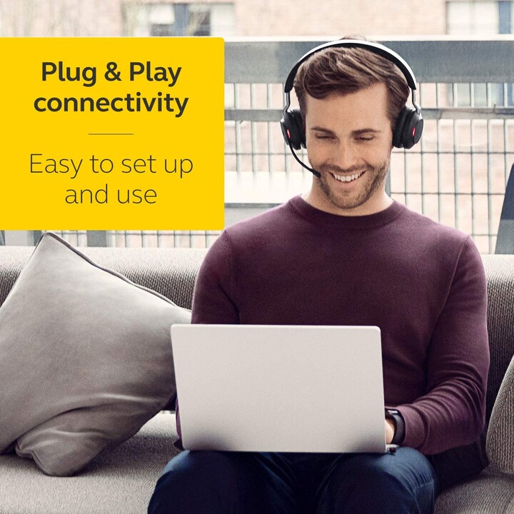 Jabra Evolve2 65 MS casque stéréo supra-auriculaire sans fil, USB, isolation phonique