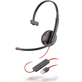FONE DE OUVIDO + MIC PLANTRONICS BLACKWIRE C3210 MONO USB PRETO/VERMELHO