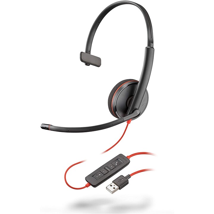 CASQUE + MICRO PLANTRONICS BLACKWIRE C3210 MONO USB NOIR/ROUGE