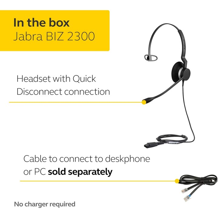AURICULAR + MIC JABRA BIZ 2300 MONOAURAL QD BLACK