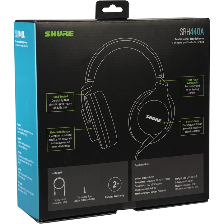 Fones de ouvido Shure SRH440A-EFS com fio preto