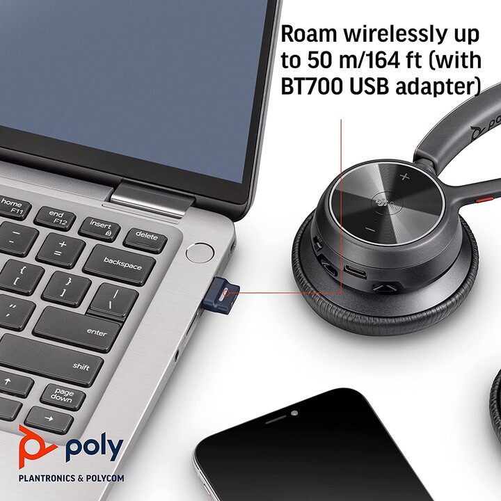 Poly Voyager 4300 UC Serie 4320 Auriculares estéreo supraaurales (USB-A, Bluetooth, inalámbrico, certificado por MS Teams)