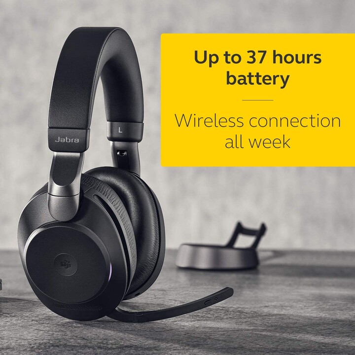 Jabra Evolve2 85 MS Stereo Headset On-Ear negro (Bluetooth, inalámbrico, ANC, USB-C)
