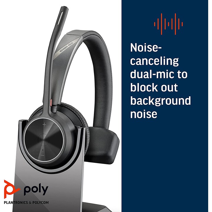 Poly Voyager 4300 UC Series 4310 Mono Auriculares supraaurales (USB-A, Bluetooth, inalámbrico, con estación de carga, con certif