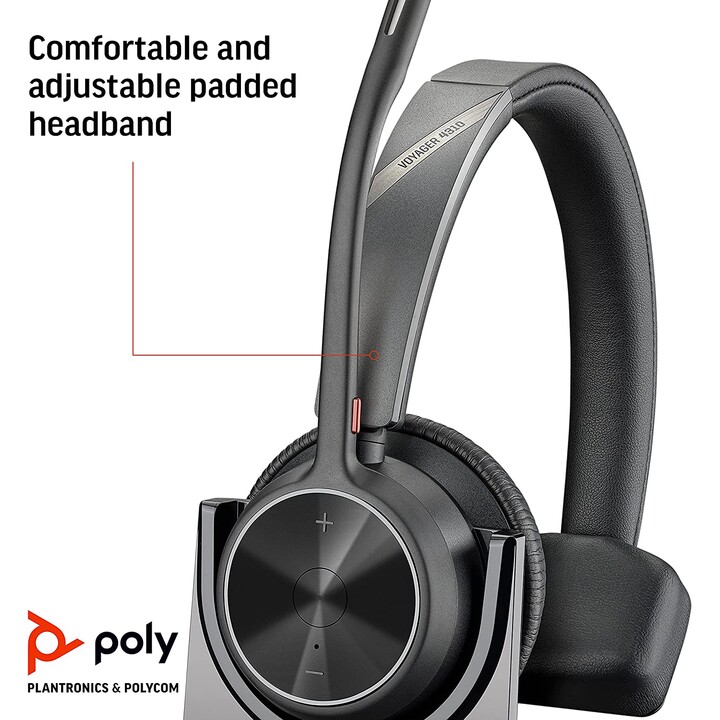 Poly Voyager 4300 UC Series 4310 Mono Auriculares supraaurales (USB-A, Bluetooth, inalámbrico, con estación de carga, con certif