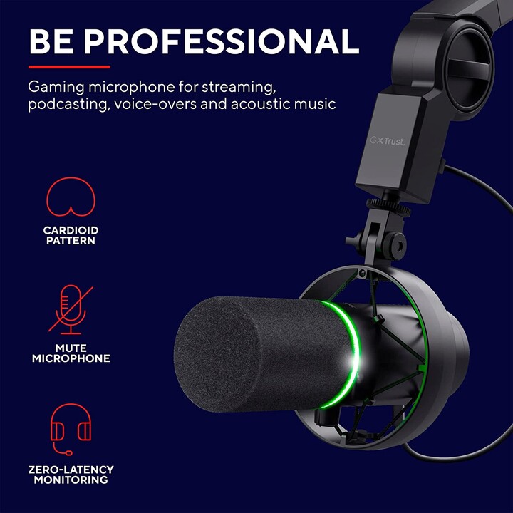 Trust Gaming GXT 255+ Microphone professionnel avec bras de perche Onyx / USB 2.0