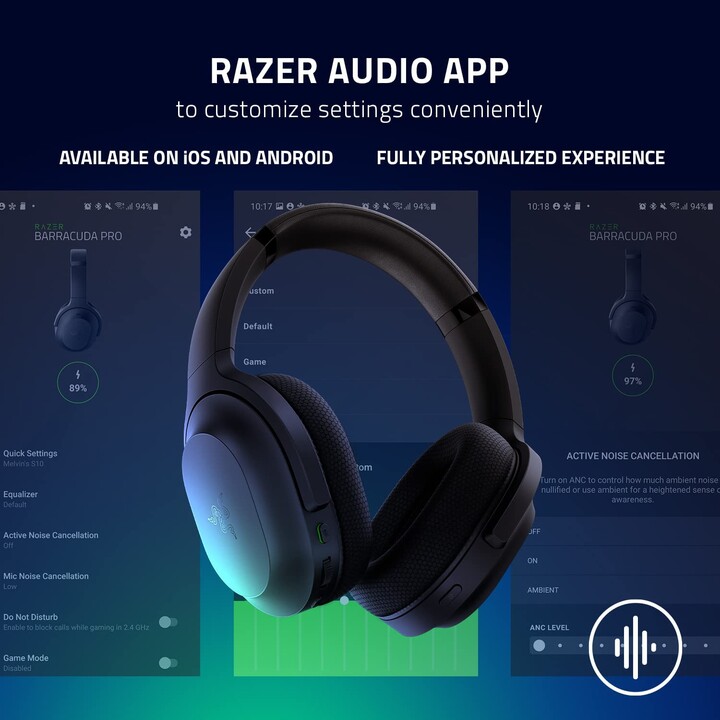 Fone de ouvido para jogos Razer Barracuda (Bluetooth, conector de 3,5 mm, circumaural, sem fio)
