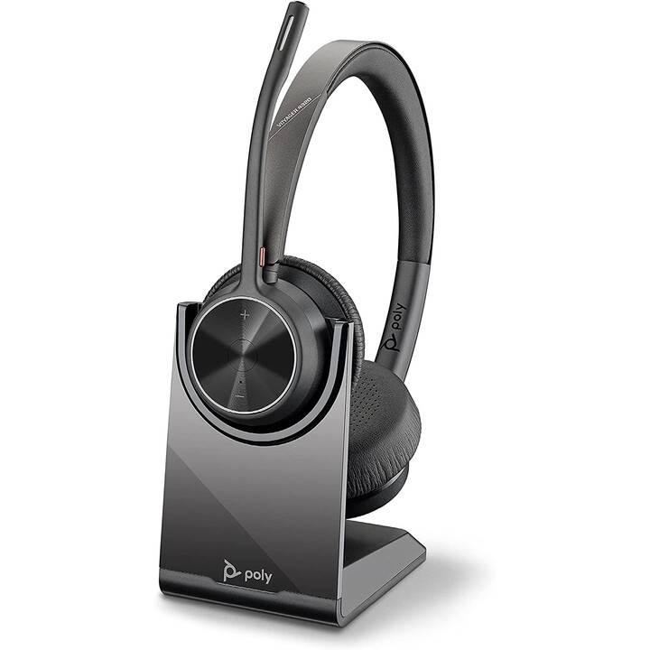 Poly Voyager 4300 UC Serie 4320 Auriculares estéreo supraaurales (USB-A, Bluetooth, inalámbrico, con estación de carga, con cert