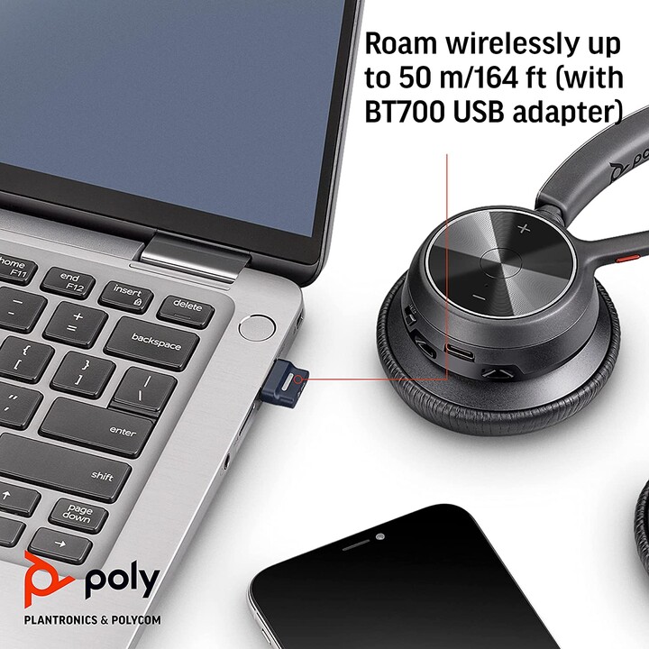 Poly Voyager 4300 UC Serie 4320 Auriculares estéreo supraaurales (USB-A, Bluetooth, inalámbrico, con estación de carga, con cert