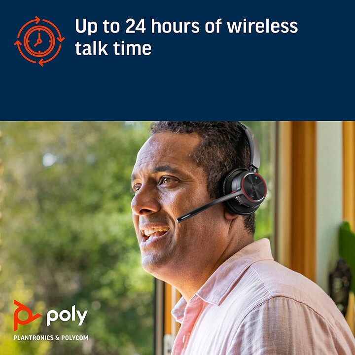 Poly Voyager 4300 UC Serie 4320 Auriculares estéreo supraaurales (USB-A, Bluetooth, inalámbrico, con estación de carga, con cert